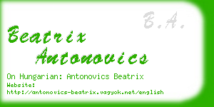 beatrix antonovics business card